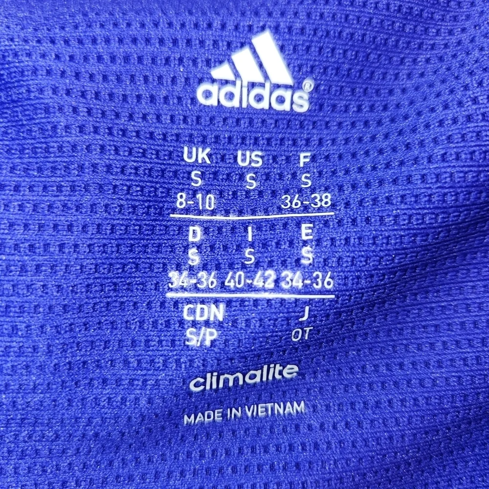 Adidas Vibrant Blue Full Zip Climalite Jacket Size S Front & Back Ruching Soft